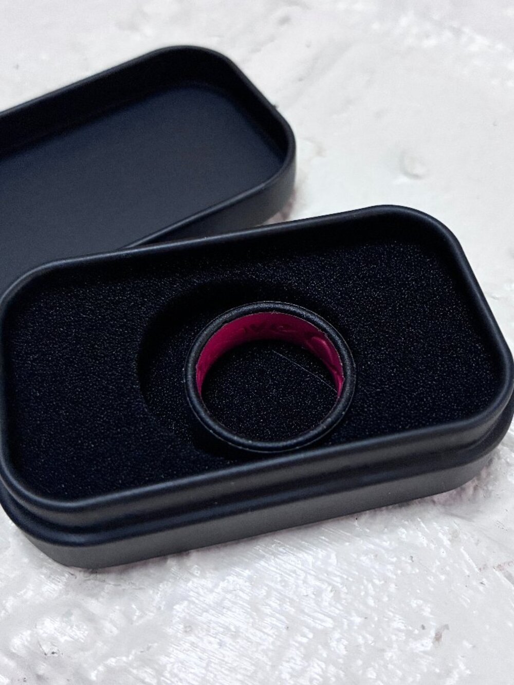Groove Life Solid Midnight Black & Raspberry Red Silicone Ring - Size 8 - New